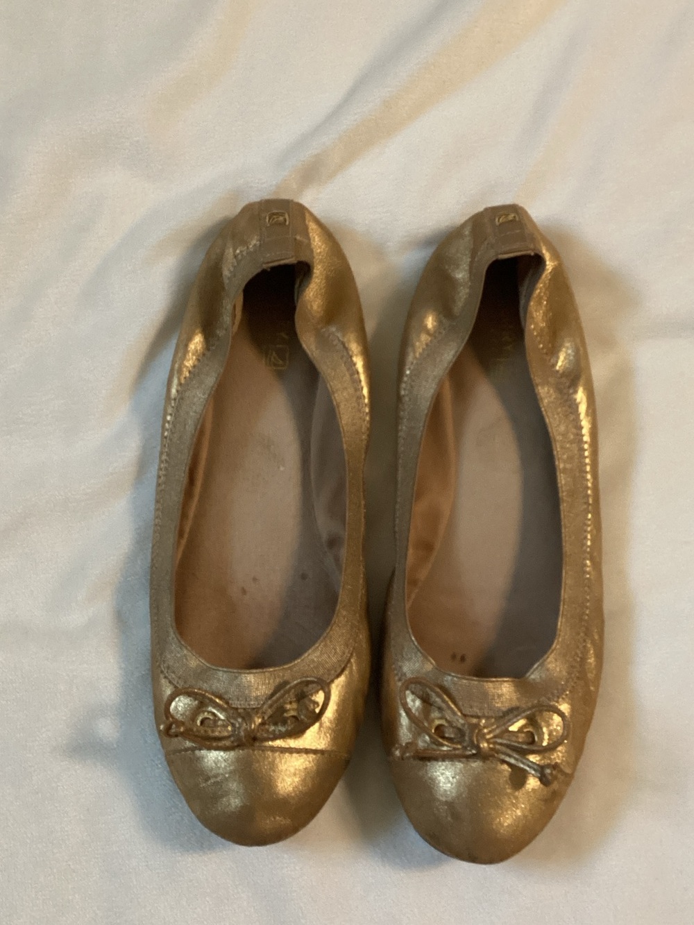Sperry Metalic Gold Leather Ballet Flats Sz 9.5